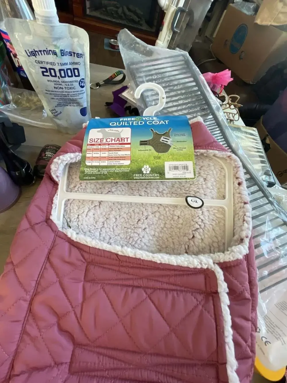 Free Country Quilted Coat Pink Clay Sherpa Lined Dog Jacket Size L/L